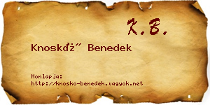 Knoskó Benedek névjegykártya